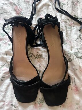 BCBGeneration Black Suede Lace-Up Heels